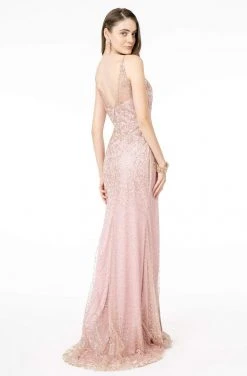 Elizabeth K - GL1844 Illusion Deep V-Neck Glitter Mesh High Slit Gown 23 Elizabeth K - GL1844 Illusion Deep V-Neck Glitter Mesh High Slit Gown