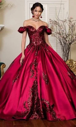 Elizabeth K - GL1913 Puff Sleeve Sweetheart Sequin Ballgown