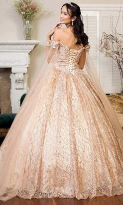 Elizabeth K - GL1926 Glitter Off Shoulder Ballgown