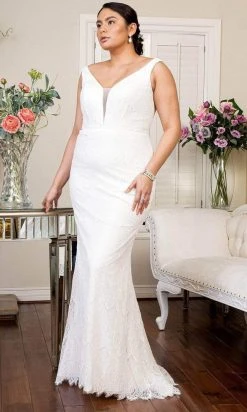 Elizabeth K - GL1940 Plunging V Neck Sheath Dress 10 Elizabeth K - GL1940 Plunging V Neck Sheath Dress