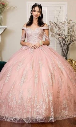 Elizabeth K - GL1941 Off Shoulder Glittered Ballgown