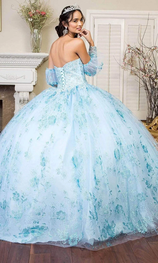 Elizabeth K - GL1944 Embroidered Sweetheart Gown With Detached Sleeves 4 Elizabeth K - GL1944 Embroidered Sweetheart Gown With Detached Sleeves