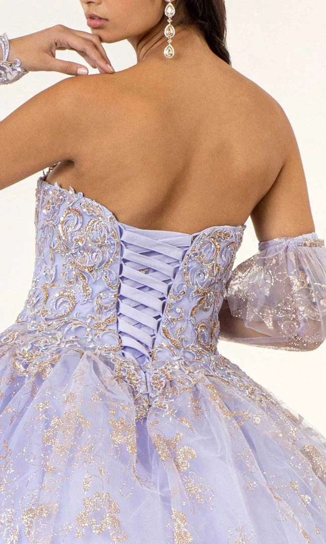 Elizabeth K - GL1944 Embroidered Sweetheart Gown With Detached Sleeves 10 Elizabeth K - GL1944 Embroidered Sweetheart Gown With Detached Sleeves