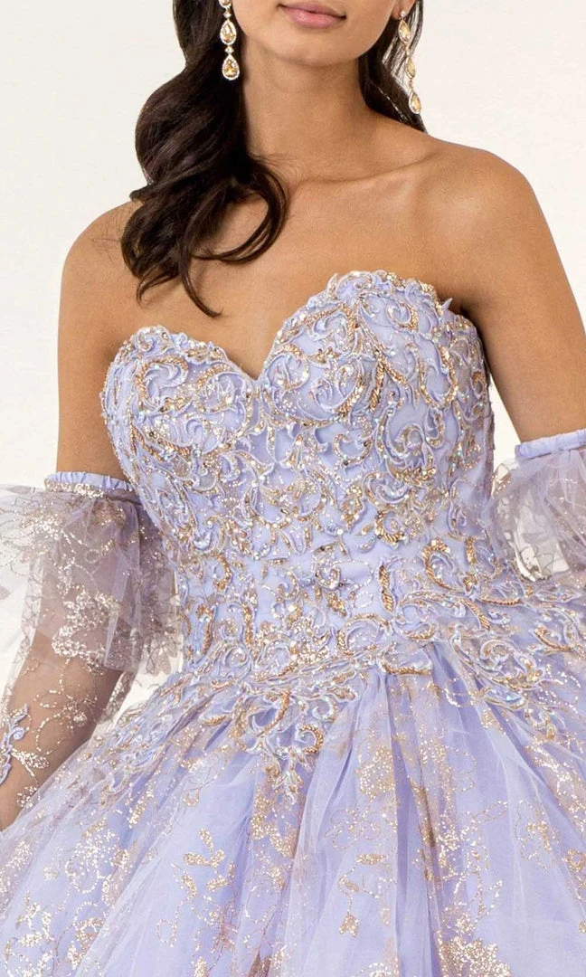 Elizabeth K - GL1944 Embroidered Sweetheart Gown With Detached Sleeves 9 Elizabeth K - GL1944 Embroidered Sweetheart Gown With Detached Sleeves