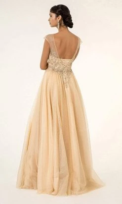 Elizabeth K - GL1954 Embellished Bateau Mesh A-line Gown