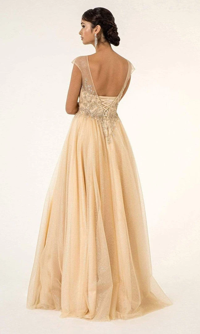 Elizabeth K - GL1954 Embellished Bateau Mesh A-line Gown 4 Elizabeth K - GL1954 Embellished Bateau Mesh A-line Gown