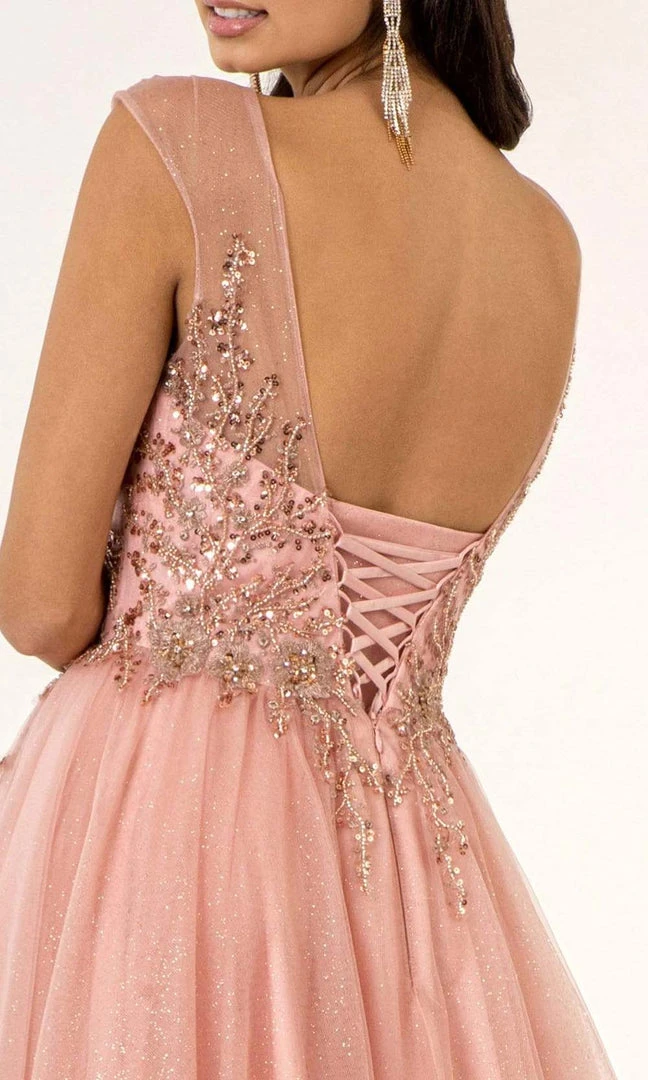 Elizabeth K - GL1954 Embellished Bateau Mesh A-line Gown 10 Elizabeth K - GL1954 Embellished Bateau Mesh A-line Gown