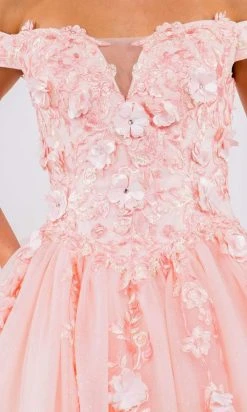 Elizabeth K - GL1958 Floral Applique Off Shoulder Ballgown