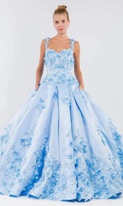 Elizabeth K - GL1961 Floral Accented Satin Ballgown