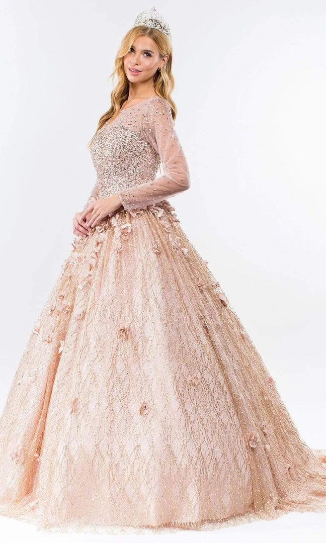 Elizabeth K - GL1963 Long Sleeve Jeweled Ballgown 5 Elizabeth K - GL1963 Long Sleeve Jeweled Ballgown