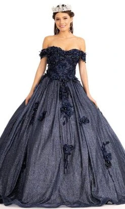 Elizabeth K GL1971 - Floral Applique Prom Ballgown