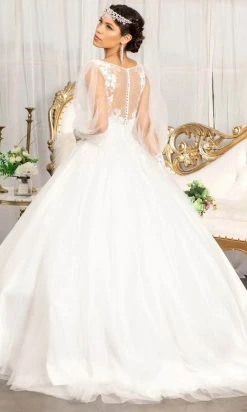 Elizabeth K GL1981 - Long Sleeve V-neck Wedding Gown