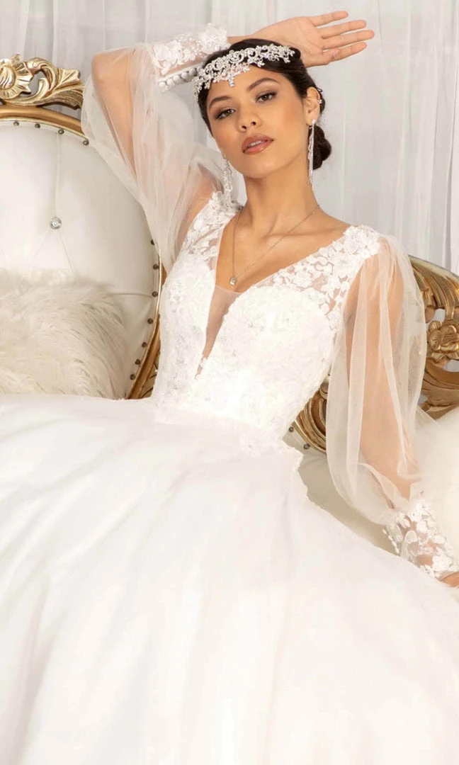 Elizabeth K GL1981 - Long Sleeve V-neck Wedding Gown 7 Elizabeth K GL1981 - Long Sleeve V-neck Wedding Gown