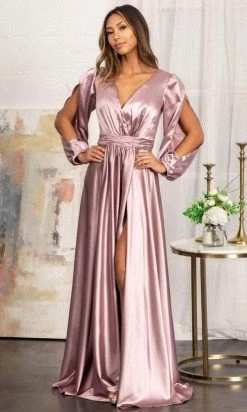 Elizabeth K GL1990 - Split Sleeve High Slit Evening Dress 25 Elizabeth K GL1990 - Split Sleeve High Slit Evening Dress