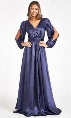 Elizabeth K GL1990 - Split Sleeve High Slit Evening Dress 36 Elizabeth K GL1990 - Split Sleeve High Slit Evening Dress