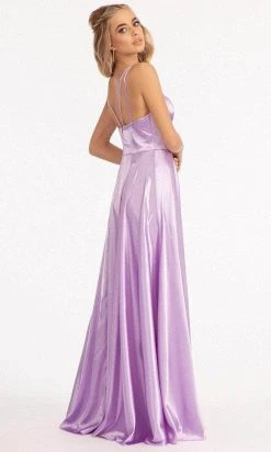 Elizabeth K GL1991 - Strappy High Slit Satin Prom Dress