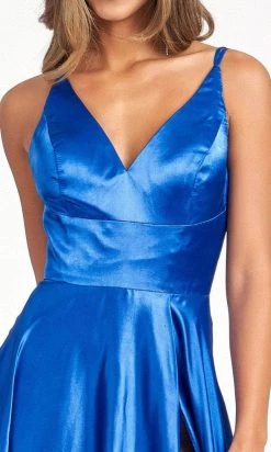 Elizabeth K GL1991 - Strappy High Slit Satin Prom Dress 34 Elizabeth K GL1991 - Strappy High Slit Satin Prom Dress