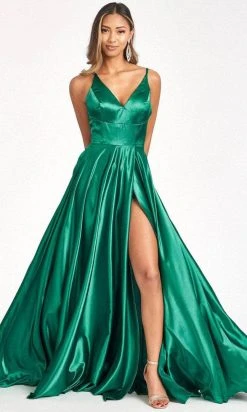 Elizabeth K GL1991 - Strappy High Slit Satin Prom Dress 25 Elizabeth K GL1991 - Strappy High Slit Satin Prom Dress