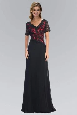 Long Dresses Elizabeth K - GL2000 Lace V-Neck A-Line Dress