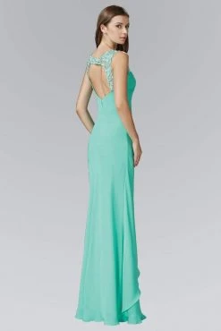 Elizabeth K - GL2061 Beaded Illusion Scoop Neck Chiffon Dress 7 Elizabeth K - GL2061 Beaded Illusion Scoop Neck Chiffon Dress