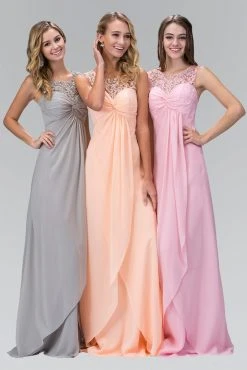 Elizabeth K - GL2061 Beaded Illusion Scoop Neck Chiffon Dress 9 Elizabeth K - GL2061 Beaded Illusion Scoop Neck Chiffon Dress