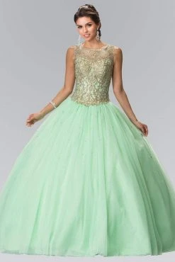 Elizabeth K - GL2207 Illusion Gilt Embroidered Ballgown