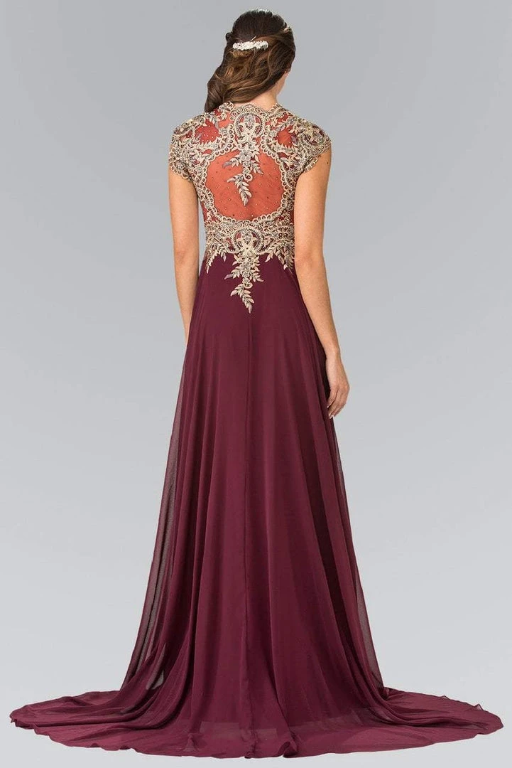 Elizabeth K - GL2229 Gilt Embroidered Bateau A-Line Gown 8 Elizabeth K - GL2229 Gilt Embroidered Bateau A-Line Gown
