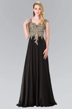 Elizabeth K - GL2229 Gilt Embroidered Bateau A-Line Gown 12 Elizabeth K - GL2229 Gilt Embroidered Bateau A-Line Gown