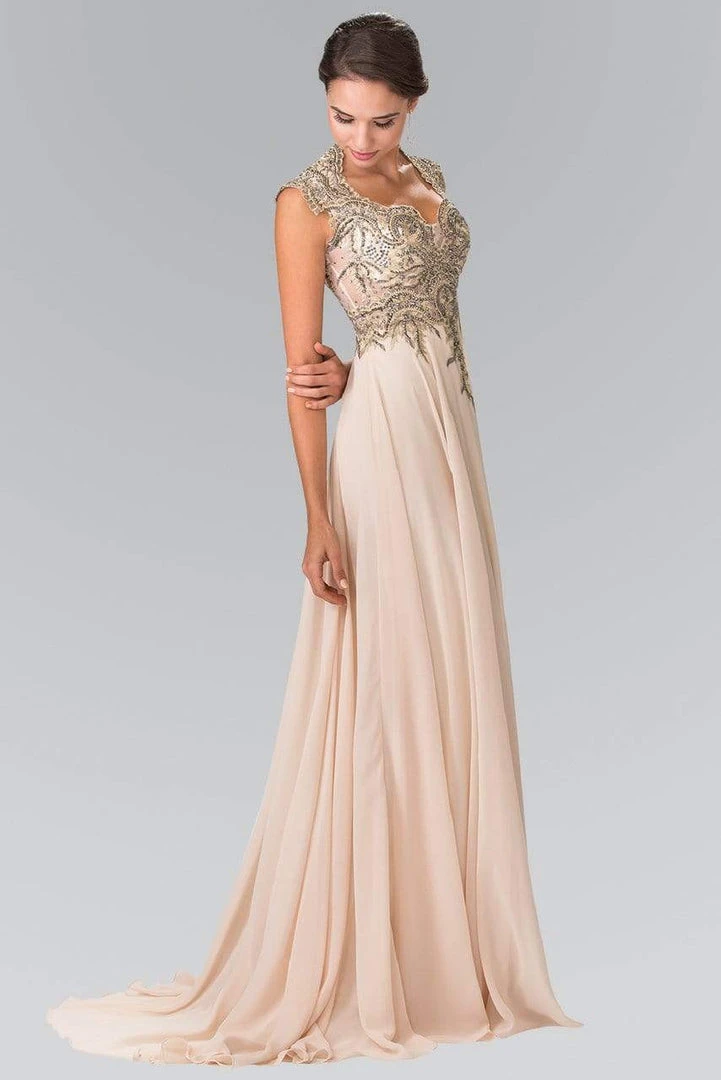Elizabeth K - GL2229 Gilt Embroidered Bateau A-Line Gown 3 Elizabeth K - GL2229 Gilt Embroidered Bateau A-Line Gown