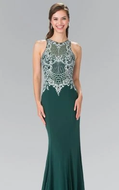 Elizabeth K - GL2232 Embellished High Neck Jersey Sheath Dress 12 Elizabeth K - GL2232 Embellished High Neck Jersey Sheath Dress