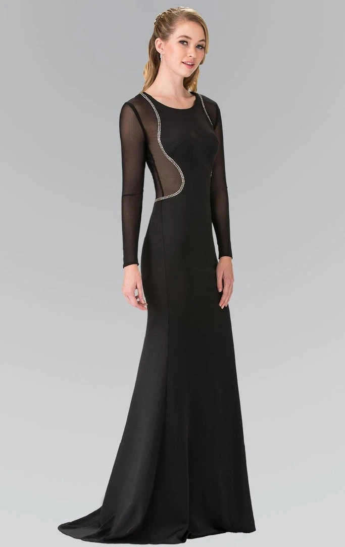 Elizabeth K - GL2284 Beaded Scoop Neck Rome Jersey Sheath Dress 6 Elizabeth K - GL2284 Beaded Scoop Neck Rome Jersey Sheath Dress