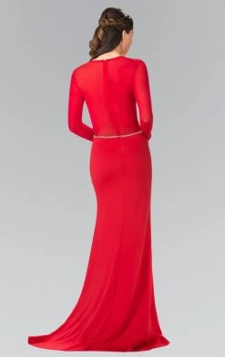 Elizabeth K - GL2284 Beaded Scoop Neck Rome Jersey Sheath Dress