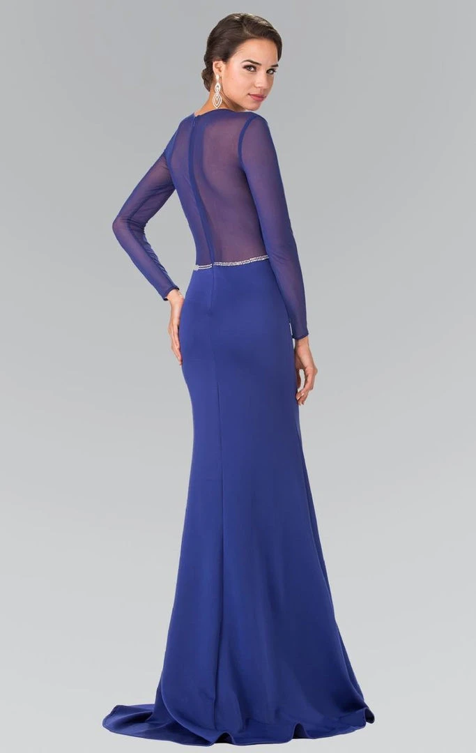 Elizabeth K - GL2284 Beaded Scoop Neck Rome Jersey Sheath Dress 8 Elizabeth K - GL2284 Beaded Scoop Neck Rome Jersey Sheath Dress