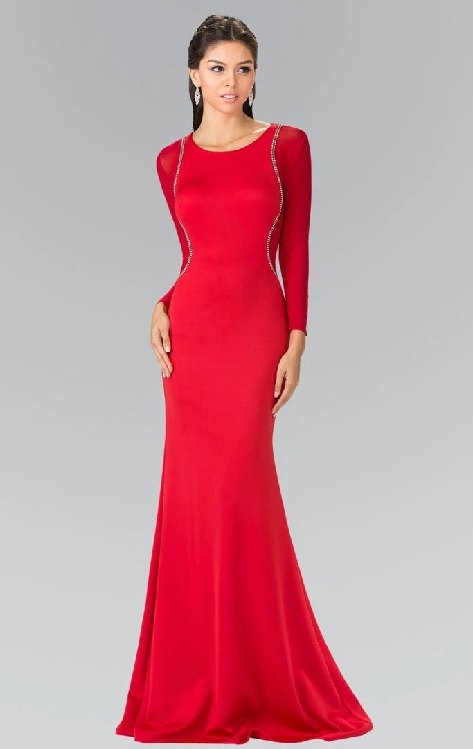 Elizabeth K - GL2284 Beaded Scoop Neck Rome Jersey Sheath Dress 3 Elizabeth K - GL2284 Beaded Scoop Neck Rome Jersey Sheath Dress