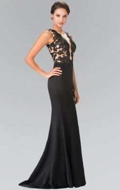 Elizabeth K - GL2286 Laced Illusion High Neck Jersey Trumpet Dress 11 Elizabeth K - GL2286 Laced Illusion High Neck Jersey Trumpet Dress