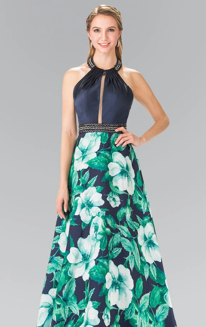 Elizabeth K - GL2302 Long Halter Floral Gown 3 Elizabeth K - GL2302 Long Halter Floral Gown