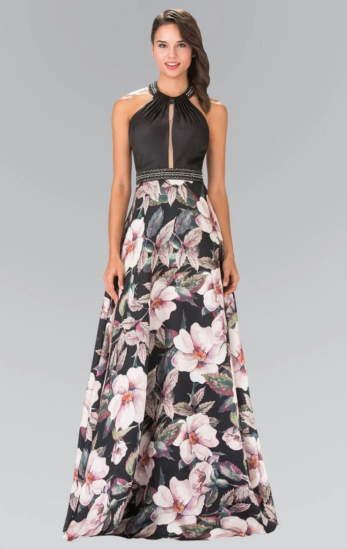 Elizabeth K - GL2302 Long Halter Floral Gown 5 Elizabeth K - GL2302 Long Halter Floral Gown