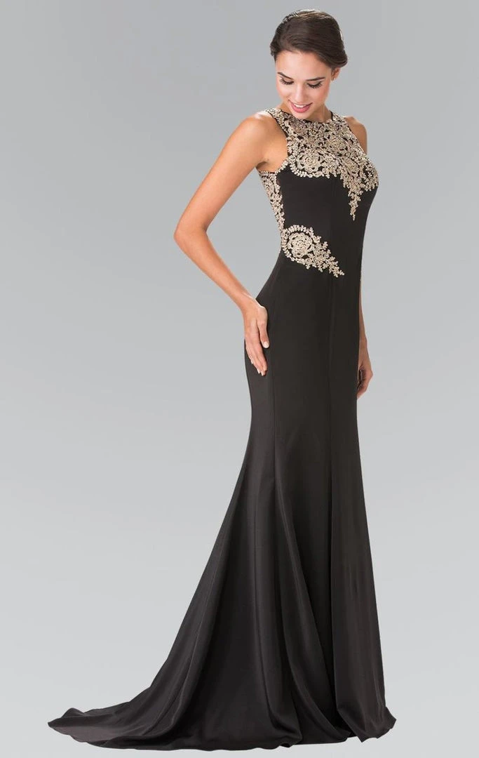 Elizabeth K - GL2312 Embellished Scoop Neck Rome Trumpet Dress 5 Elizabeth K - GL2312 Embellished Scoop Neck Rome Trumpet Dress