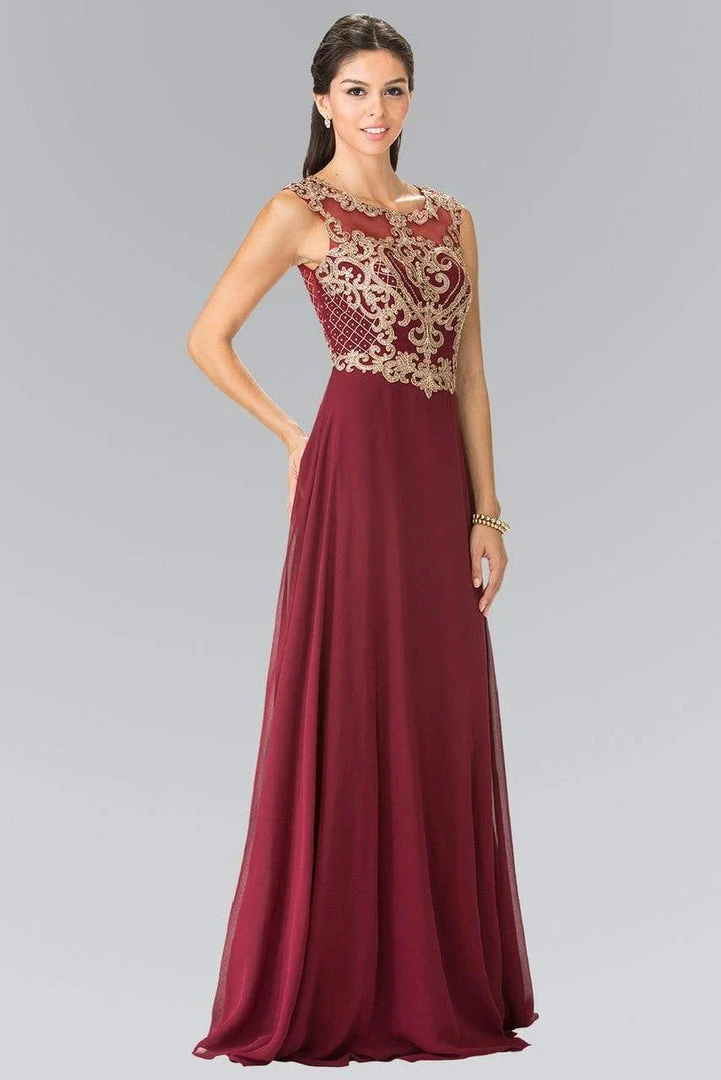 Elizabeth K - GL2316 Embroidered Scoop Neck Chiffon Dress 6 Elizabeth K - GL2316 Embroidered Scoop Neck Chiffon Dress