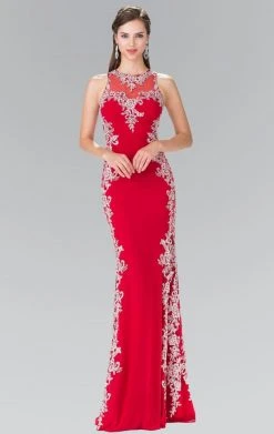 Elizabeth K - GL2320 Laced Illusion High Neck Rome Jersey Dress 8 Elizabeth K - GL2320 Laced Illusion High Neck Rome Jersey Dress