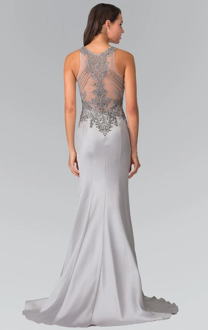 Elizabeth K - GL2325 Embellished High Neck Jersey Trumpet Dress 8 Elizabeth K - GL2325 Embellished High Neck Jersey Trumpet Dress