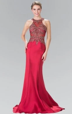 Elizabeth K - GL2325 Embellished High Neck Jersey Trumpet Dress 10 Elizabeth K - GL2325 Embellished High Neck Jersey Trumpet Dress