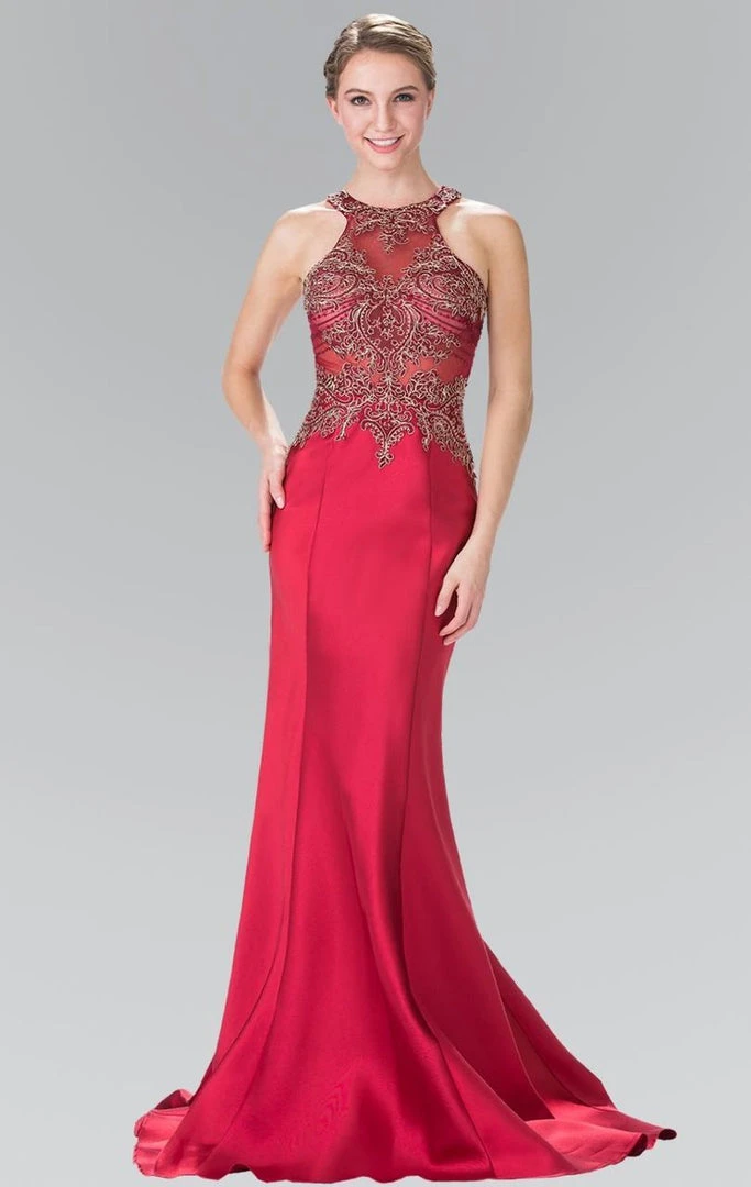 Elizabeth K - GL2325 Embellished High Neck Jersey Trumpet Dress 5 Elizabeth K - GL2325 Embellished High Neck Jersey Trumpet Dress