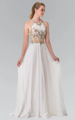 Elizabeth K - GL2340 Embellished Halter Neck Chiffon A-Line Dress 15 Elizabeth K - GL2340 Embellished Halter Neck Chiffon A-Line Dress