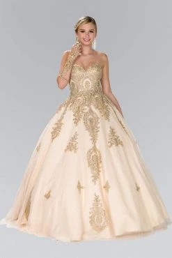 Elizabeth K - GL2379 Strapless Sweetheart Gilt Lace Ballgown 14 Elizabeth K - GL2379 Strapless Sweetheart Gilt Lace Ballgown
