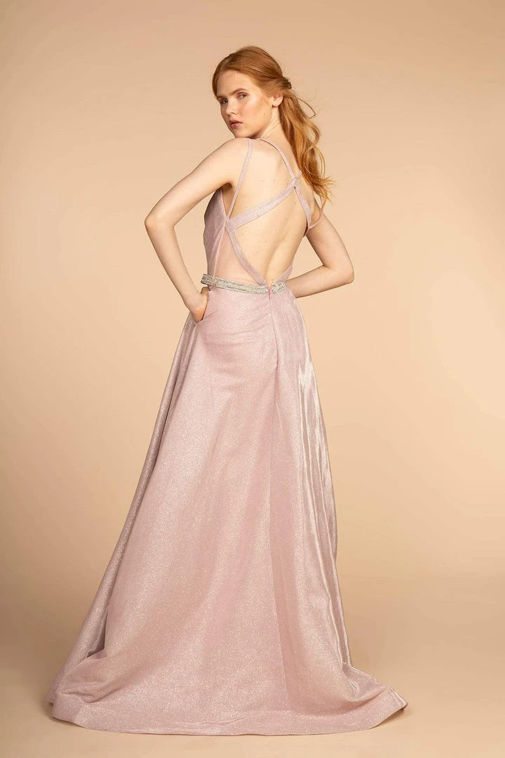 Elizabeth K - GL2504 Pleated Plunging Bodice Glitter Long Gown 4 Elizabeth K - GL2504 Pleated Plunging Bodice Glitter Long Gown