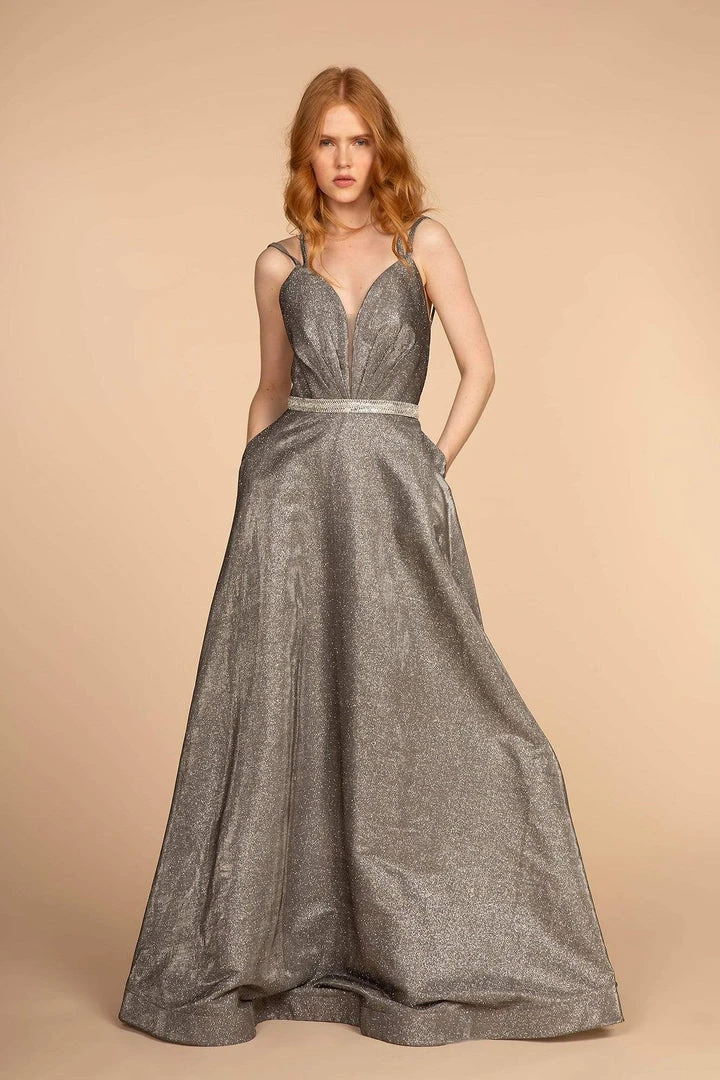 Elizabeth K - GL2504 Pleated Plunging Bodice Glitter Long Gown 7 Elizabeth K - GL2504 Pleated Plunging Bodice Glitter Long Gown
