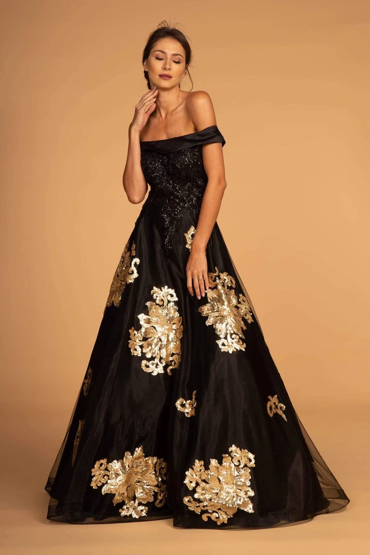 Elizabeth K - GL2542 Sequin Embellished Off-Shoulder Evening Gown 3 Elizabeth K - GL2542 Sequin Embellished Off-Shoulder Evening Gown