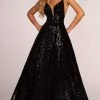 Elizabeth K - GL2581 Allover Sequin Sexy Open Back A-Line Gown