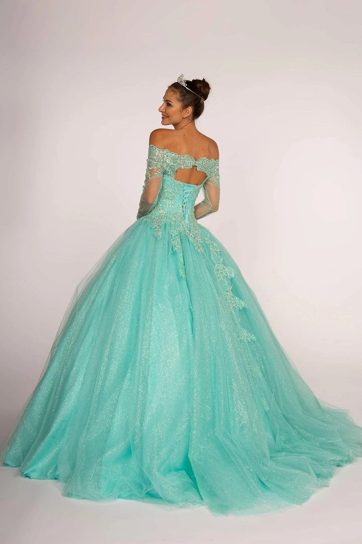 Elizabeth K - GL2603 Crystal Embellished Off-Shoulder Ballgown 4 Elizabeth K - GL2603 Crystal Embellished Off-Shoulder Ballgown